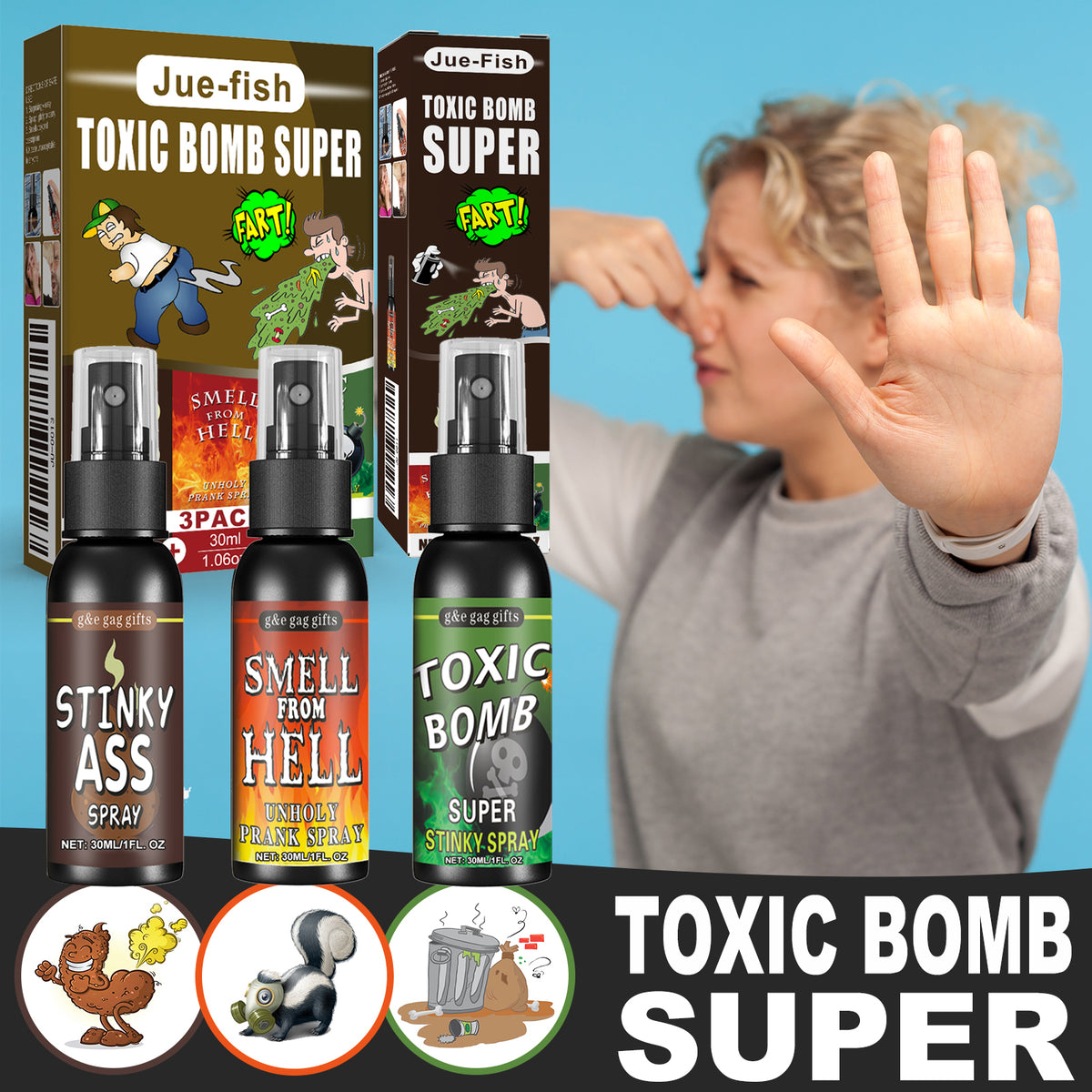Fifuroes Fart Spray, April Fool's Day Pooper Toy Spoof Stink Entertainment Poop Hell Bomb Smell