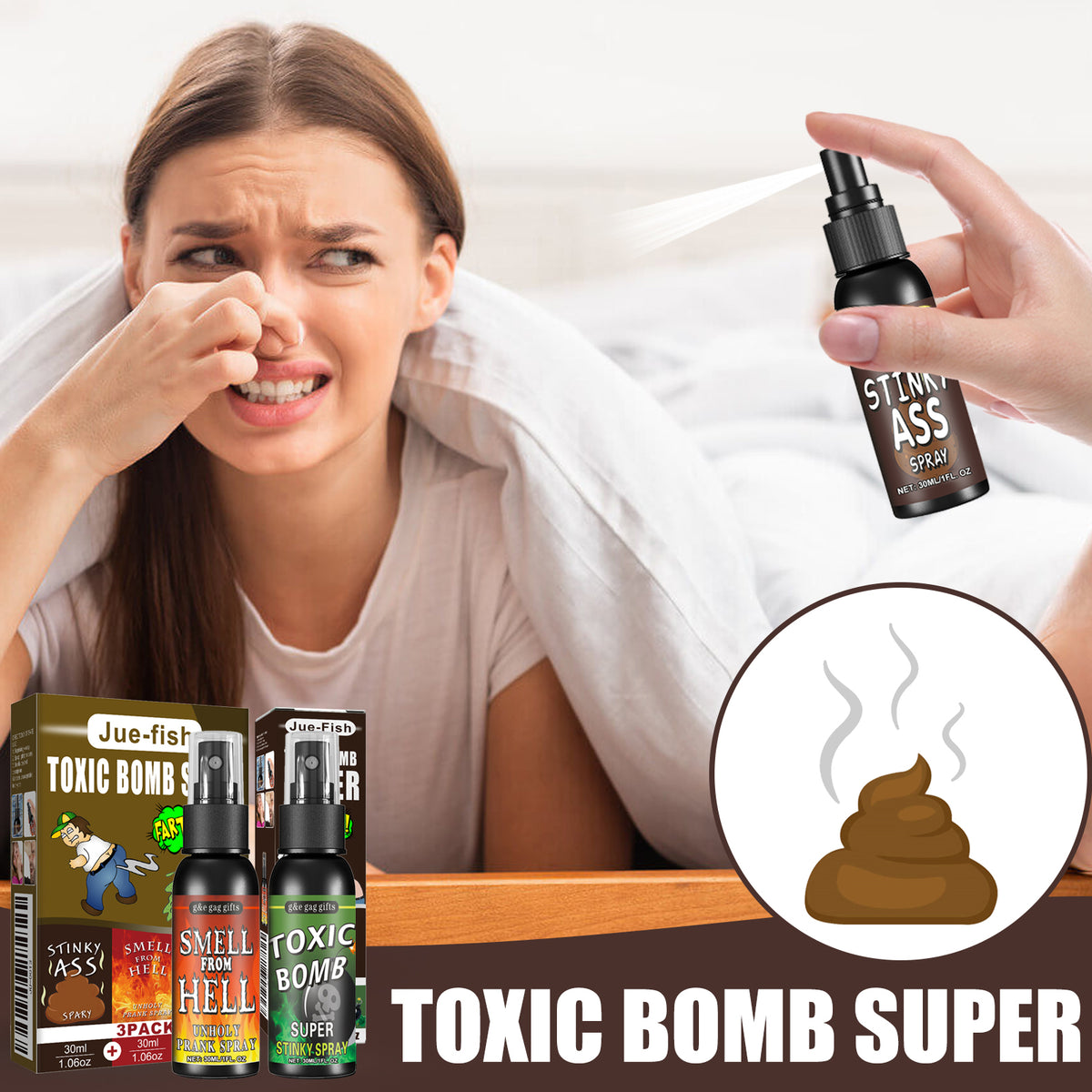 Fifuroes Fart Spray, April Fool's Day Pooper Toy Spoof Stink Entertainment Poop Hell Bomb Smell