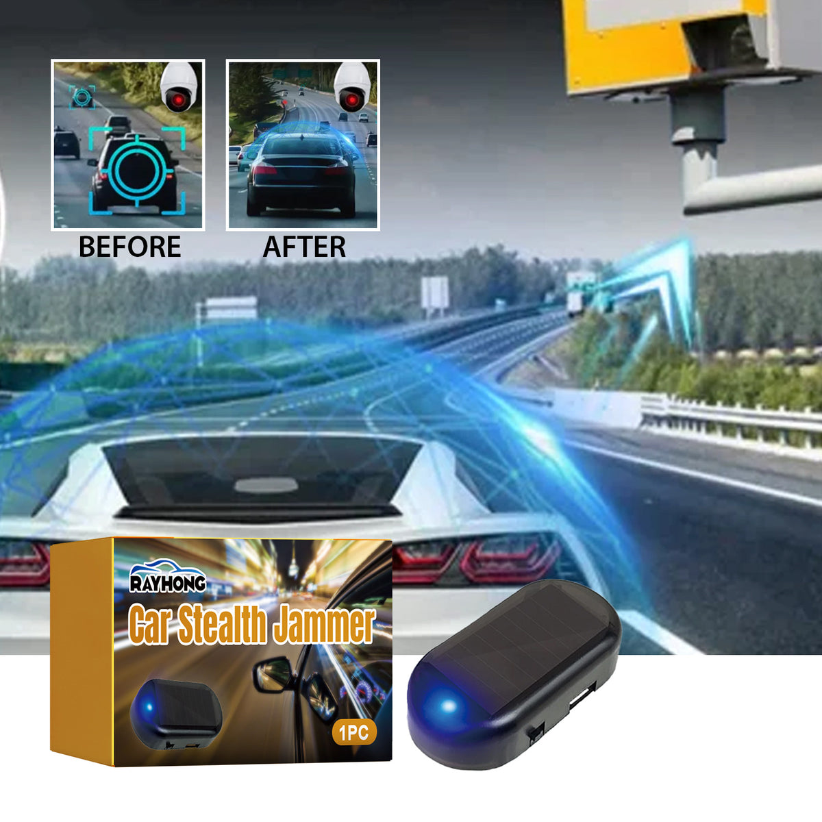 Fifuroes Car Stealth Jammer, Portable Radio Jammer With Adjustable Blocking Signal Coverage